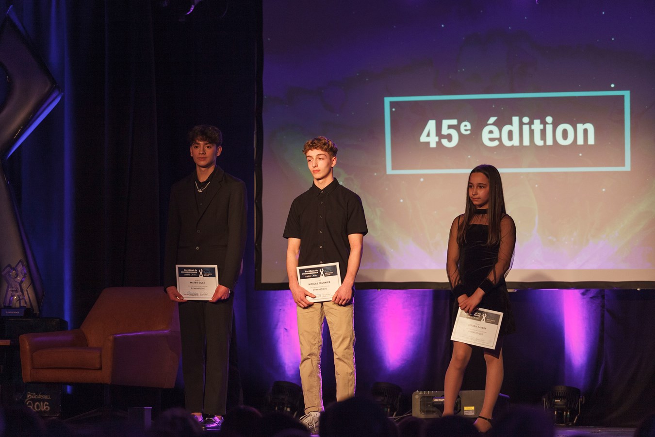 Gymnastique: Mateo Silva (gagnant), Nicolas Fournier et Alyssa Caissy