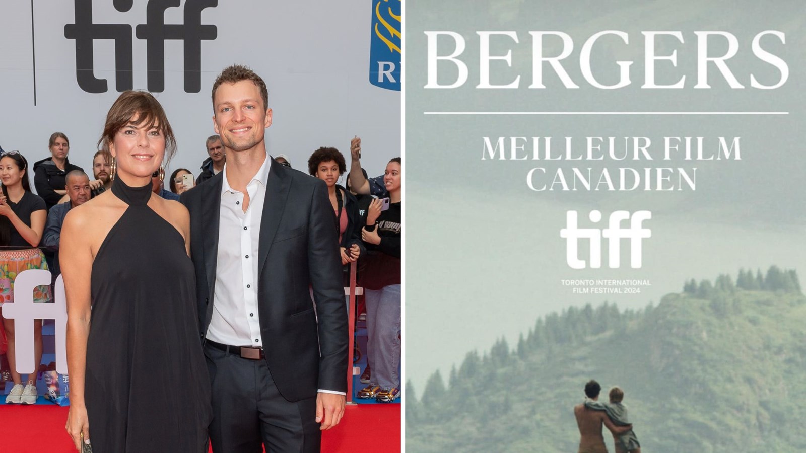 Félix-Antoine Duval, sur le tapis rouge du TIFF (Toronto International Film Festival), en compagnie de la réalisatrice du film «Berger», Sophie Deraspe.