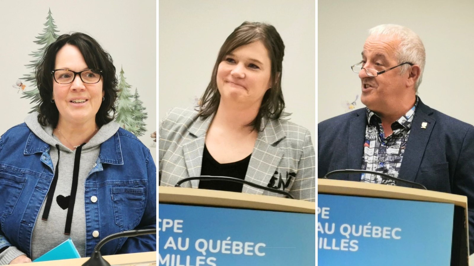 De gauche à droite, Chantal Gamache, directrice générale du CPE Passe-Lacets, Andréanne Poulin, présidente du CPE, et Alain Maheux, maire de Saint-Prosper.