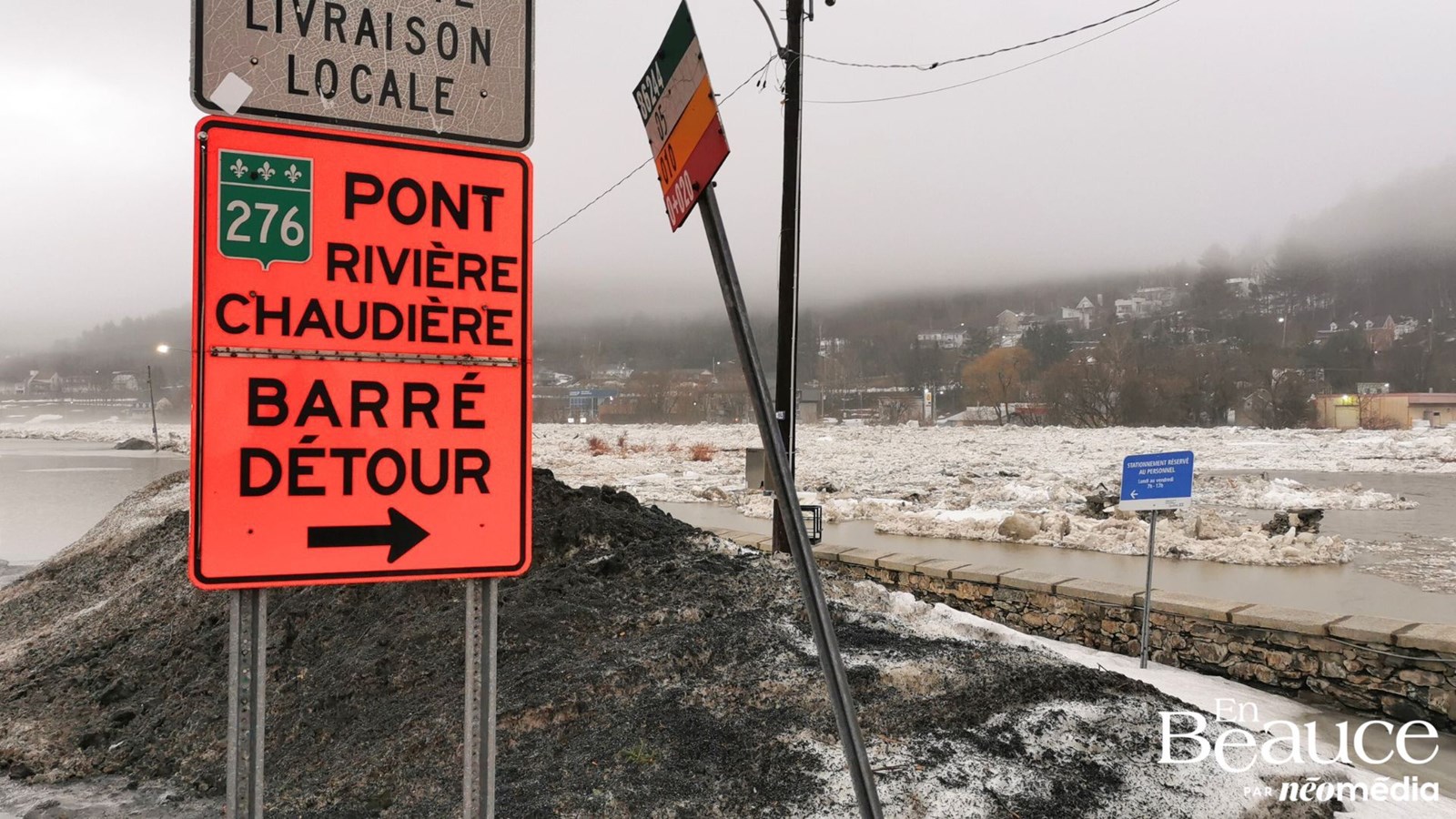 L'embâcle perdure sur la Chaudière à Beauceville