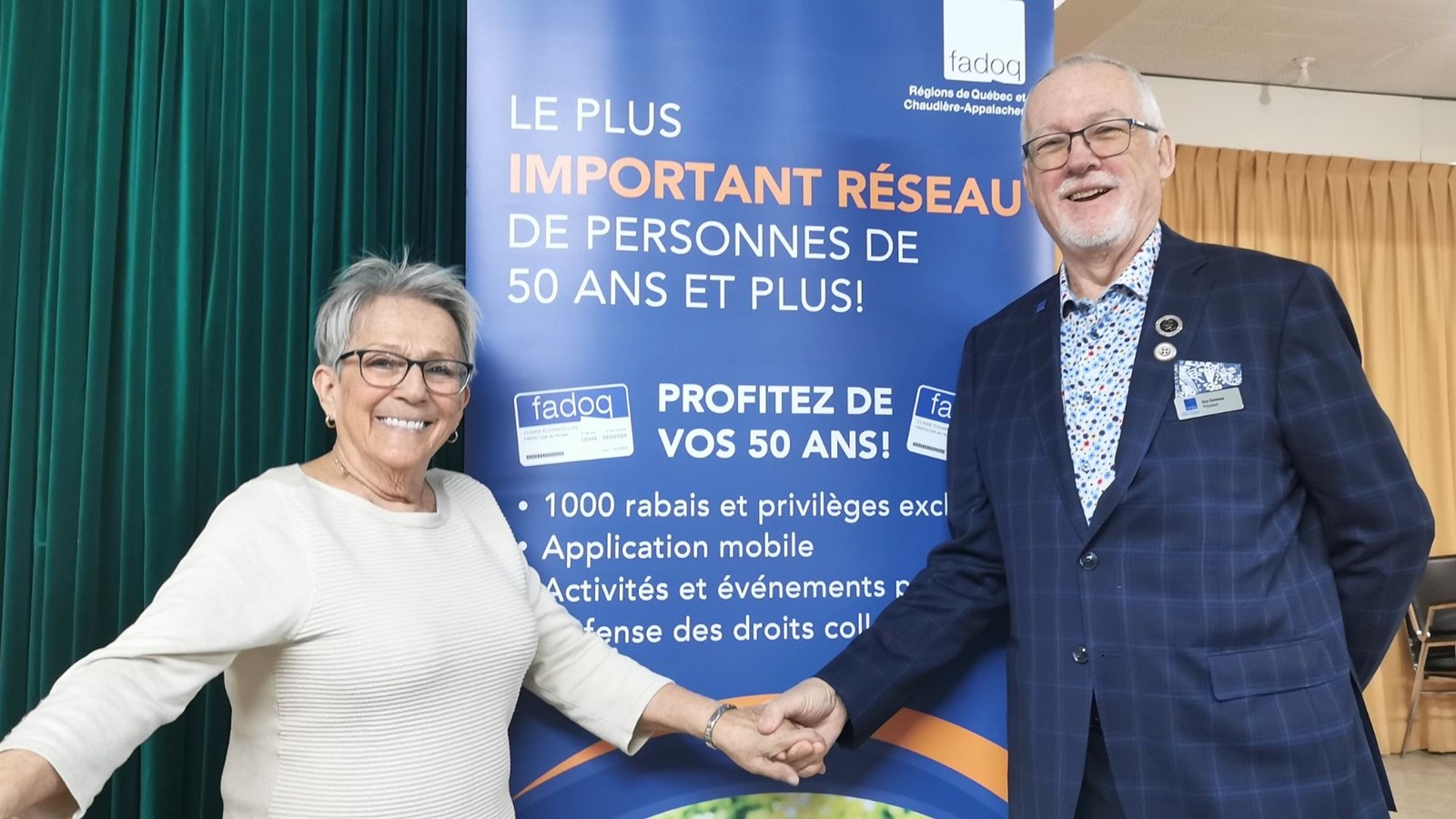Odile Rancourt a de nouveau été choisie comme représentante du secteur Beauce, au sein de la FADOQ régionale Québec/Chaudière-Appalaches, dont on aperçoit le président, Guy Bonneau.