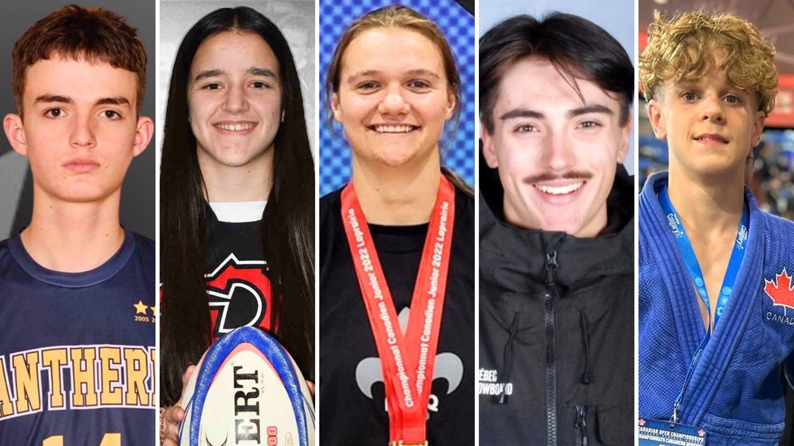De gauche à droite, Mathieu Gilbert, Nayka Goudreau, Catherine Goupil, Jacob Lebel, et William Maheux.