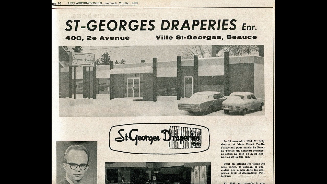 Le centre de billard devient St-Georges Draperies en 1968