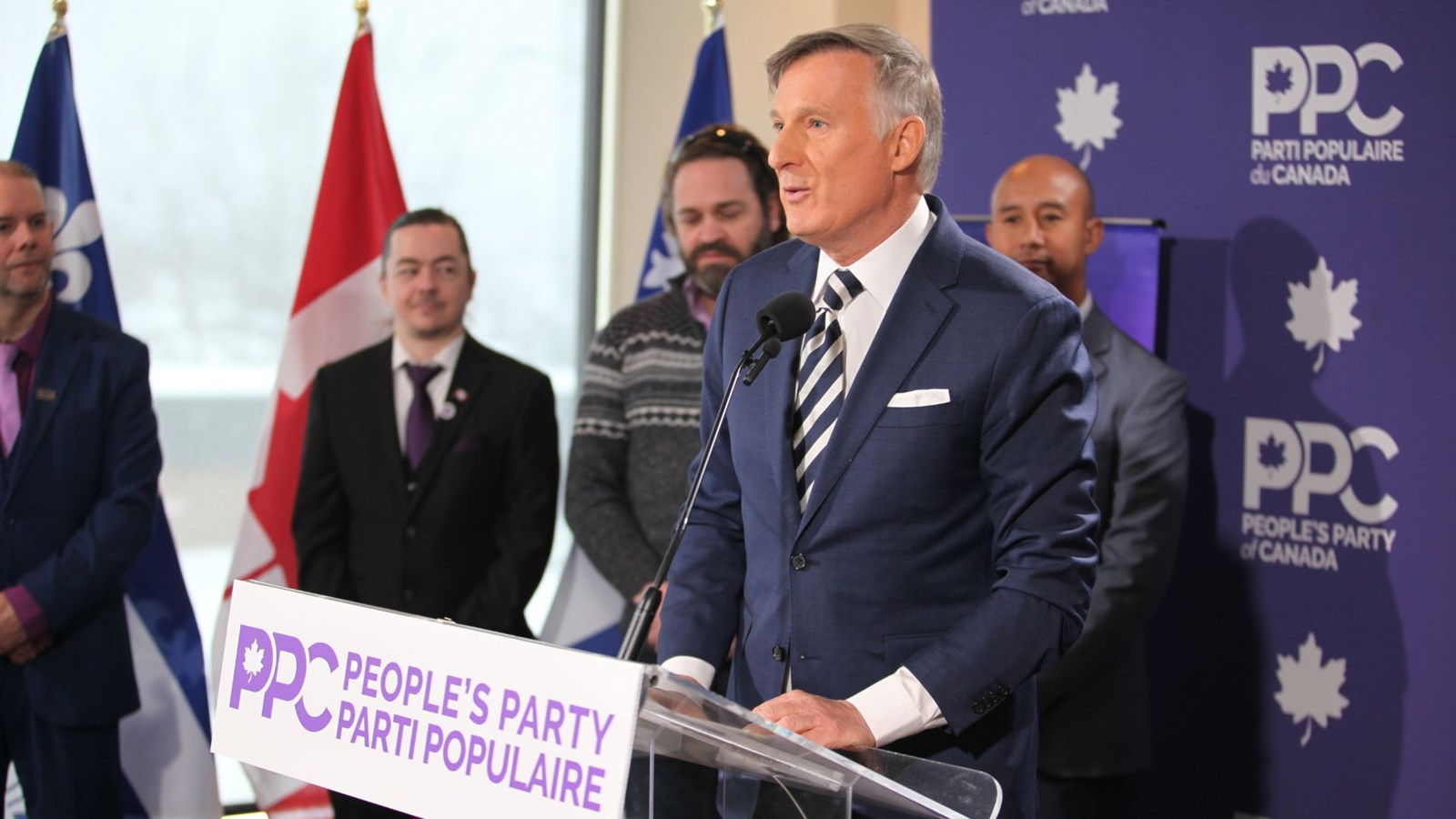 Le chef du Parti populaire du Canada, Maxime Bernier, en février dernier lors de l'annonce de sa candidature en Beauce.
