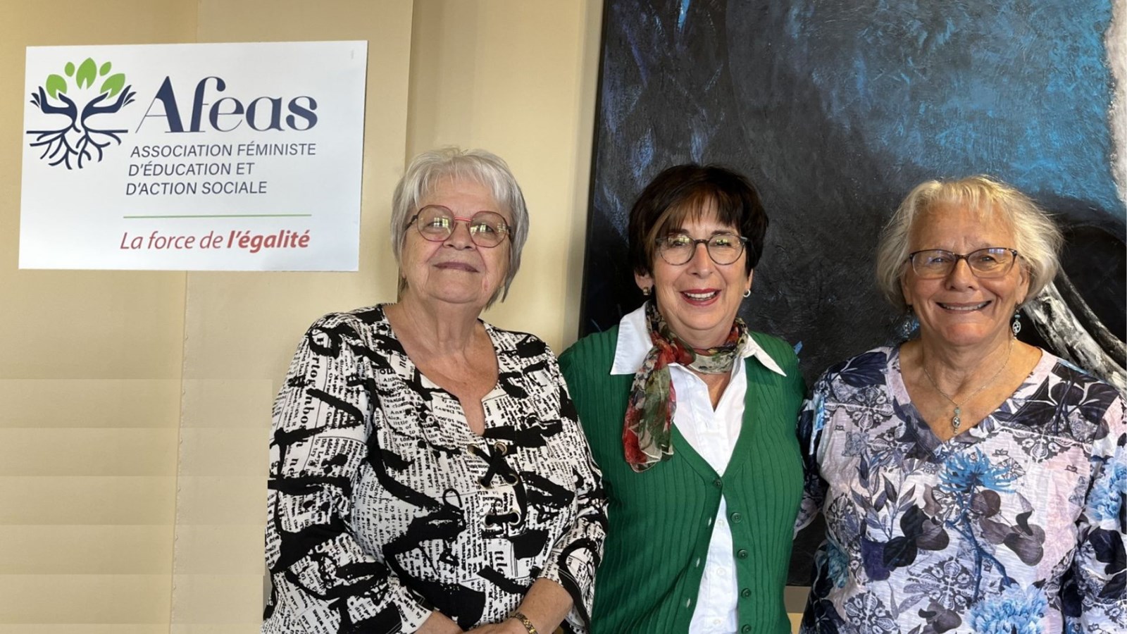 Les responsables de l'Afeas Saint-Georges, Liane Loignon (présidente), Francine Poulin et Marie-Claude Lisée.