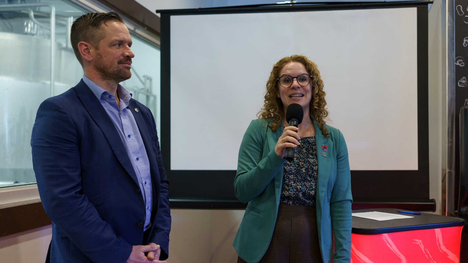 Olivier Dumais, maire de Saint-Lambert-de-Lauzon, préfet de la MRC de La Nouvelle-Beauce et président de Destination Beauce avec Manon Bougie, mairesse de Saint-Georges