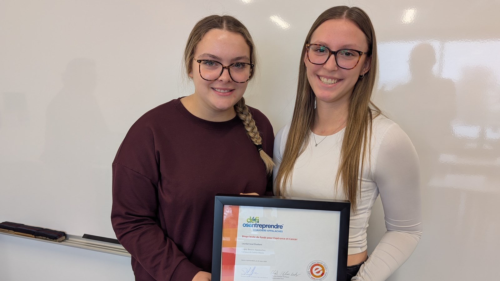 Le projet Bingo levée de fonds pour Espérance et Cancer, porté par Magali Grégoire, Rosalie Blais, Marianne Vigneault et Chloé Poulin, a obtenu la deuxième place à Sainte-Marie.
