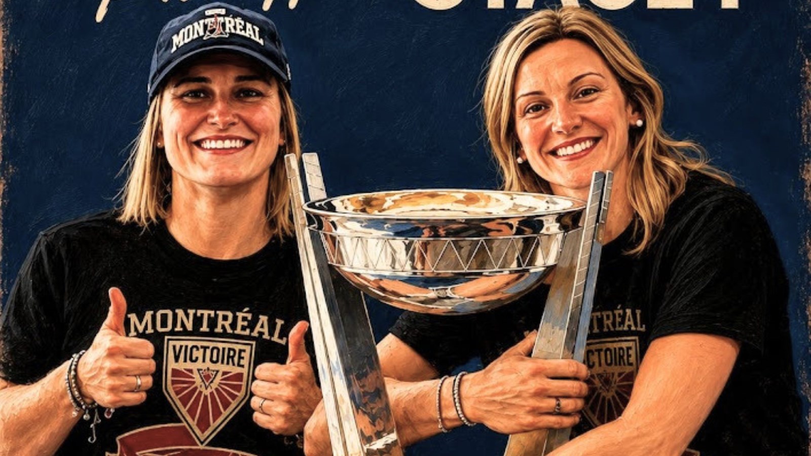 La capitaine de La Victoire de Montréal, Marie-Philip Poulin, et sa coéquière et conjointe, Laura Stacey.
