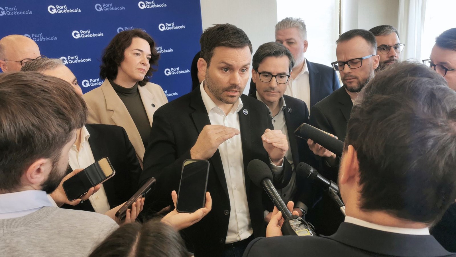 Le chef du Parti Québécois, Paul St-Pierre Plamondon, lors du caucus de ses députés, tenu en janvier dernier au Centre des congrès Le Georgesviille.